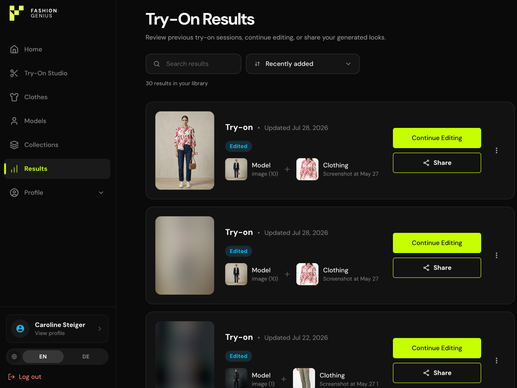 Fashion Genius Try-On Results